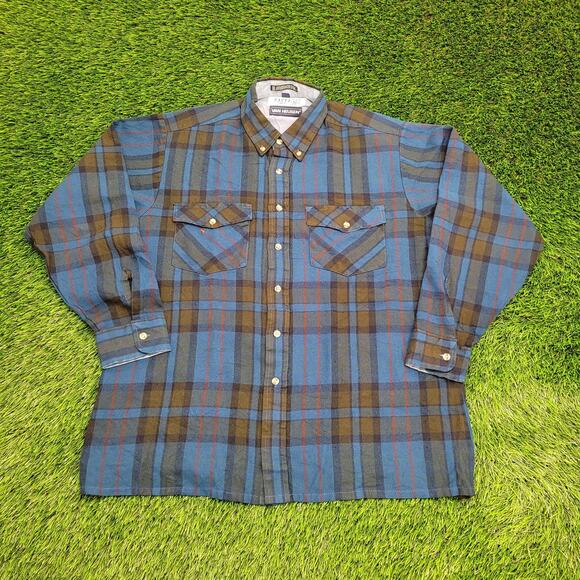 Vintage 90s Van-Heusen Plaid Button Shirt Large 24x29 Baggy - Picture 1 of 13